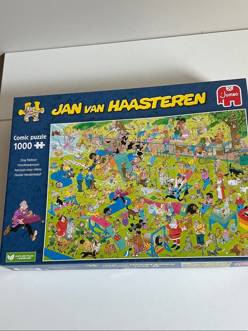 1000-Piece Dog Park Comic Puzzle - Blue Box